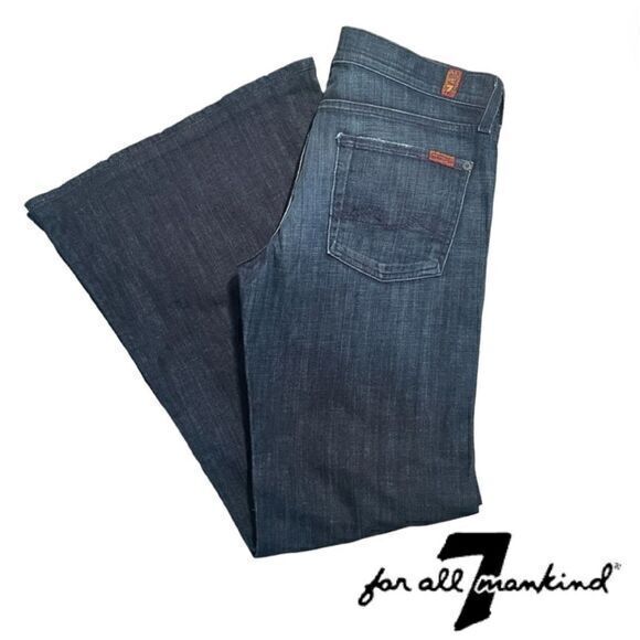 7 For All‎ Mankind Super Flare Jeans Size 29 Ibiza Dark Wash - Picture 1 of 13